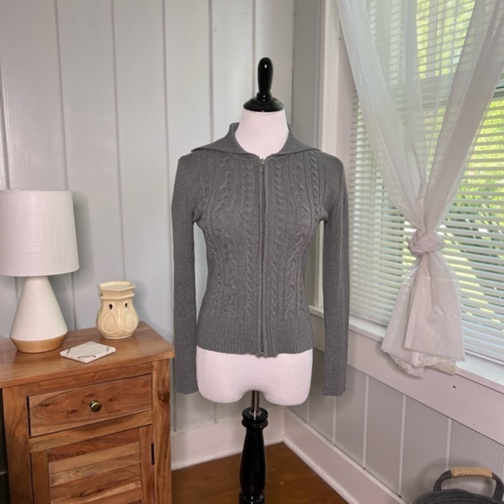 Hillard & Hanson petite cable knitted sweater jacket